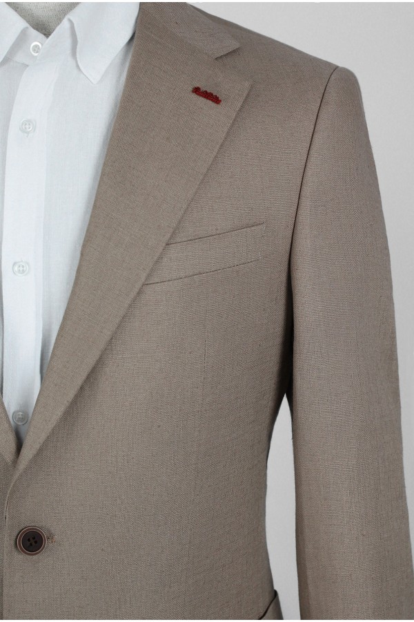 Man's camel linen suit