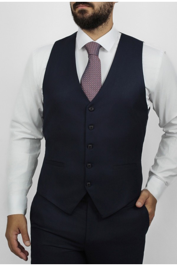 Man's dark blue vest mixed wool