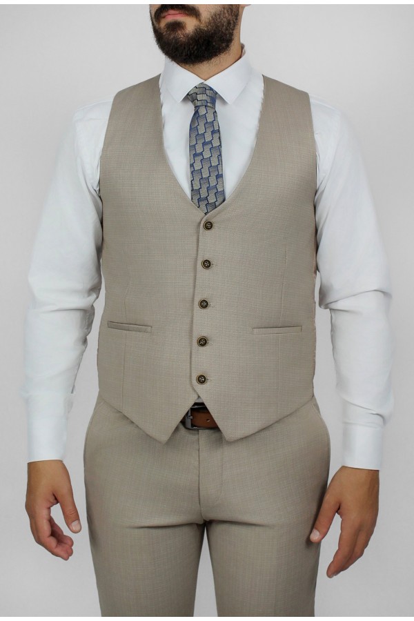 Man's beige vest mixed wool