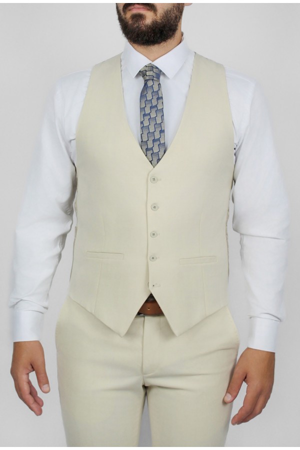 Man's beige vest mixed wool