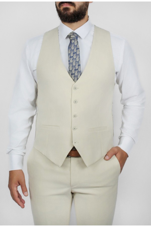 Man's beige vest mixed wool