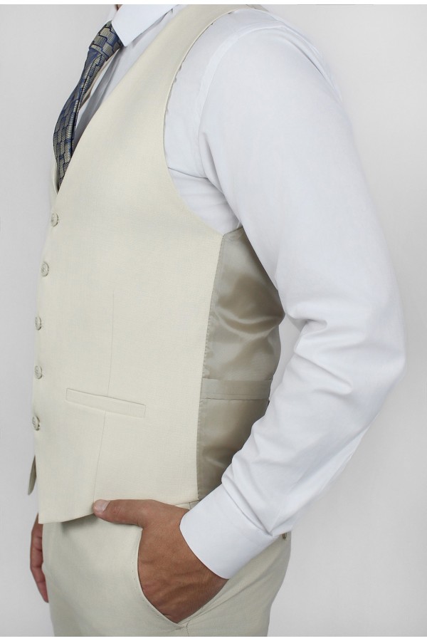 Man's beige vest mixed wool