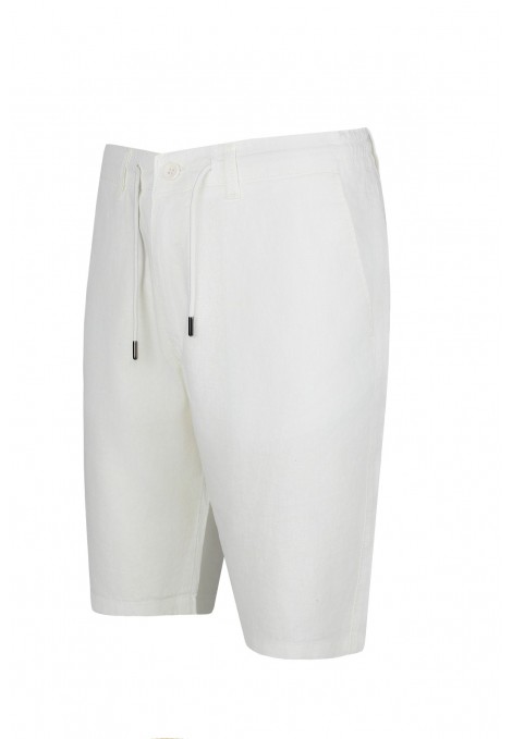 Man’s white linen bermuda shorts