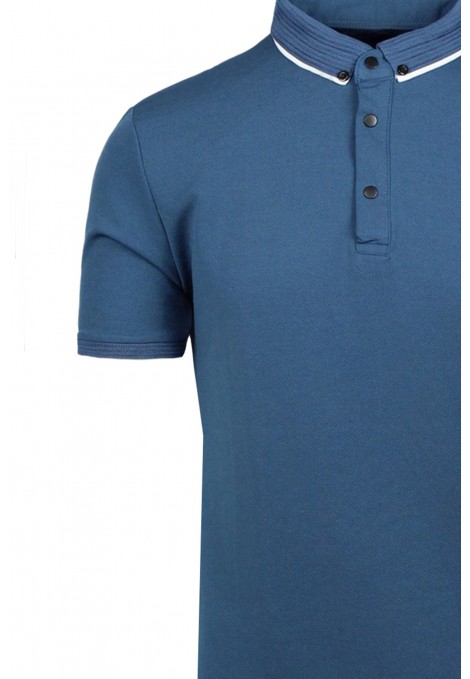 Man’s cotton t-shirt polo in blue