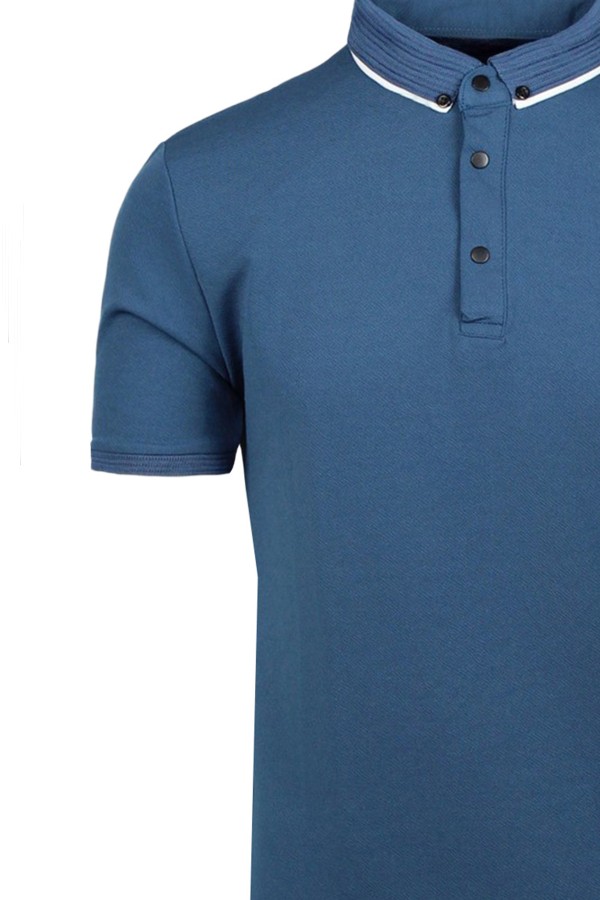 Man’s cotton t-shirt polo in blue