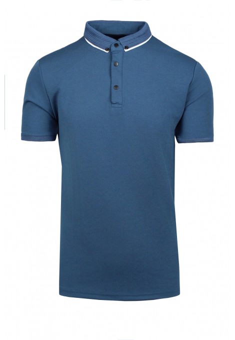 Man’s cotton t-shirt polo in blue