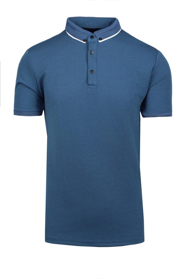 Man’s cotton t-shirt polo in blue