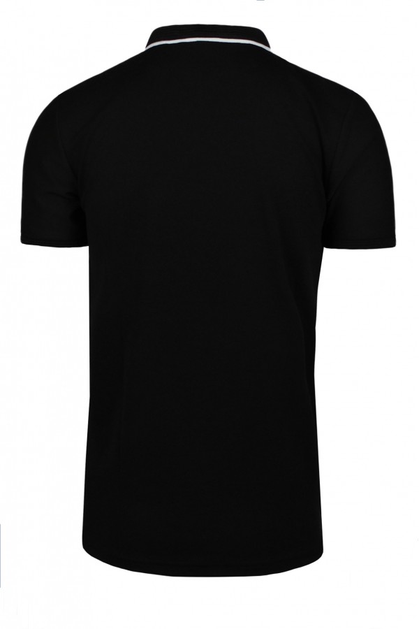 Man’s black t-shirt polo with zip