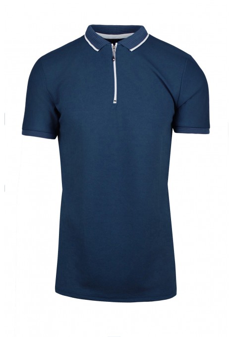 Man’s blue t-shirt polo with zip