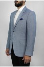 Man’s sky blue blazer with textured weave mixed wool