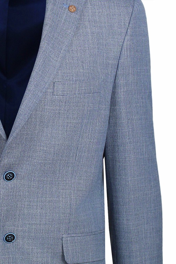 Man’s sky blue blazer with textured weave mixed wool