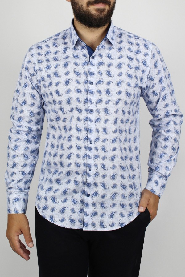 Man’s white printed cotton shirt      