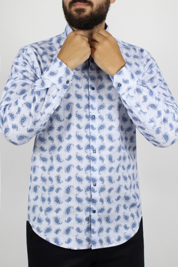 Man’s white printed cotton shirt      