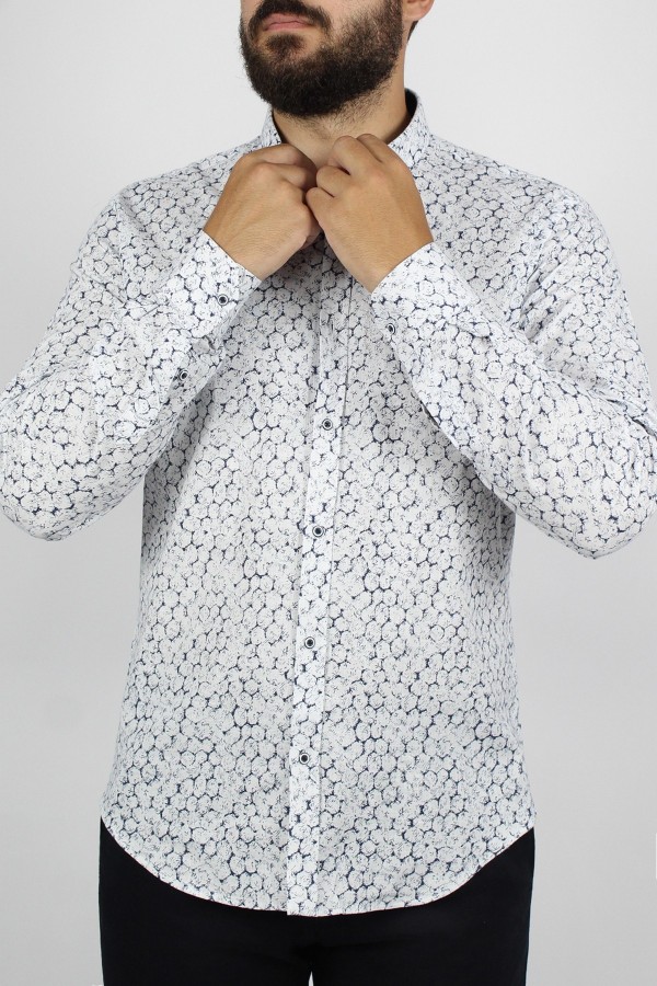 Man’s white printed cotton shirt      