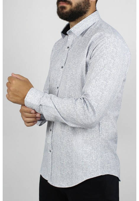 Ανδρικό λευκό βαμβακερό πουκάμισο σχεδιαστικό     