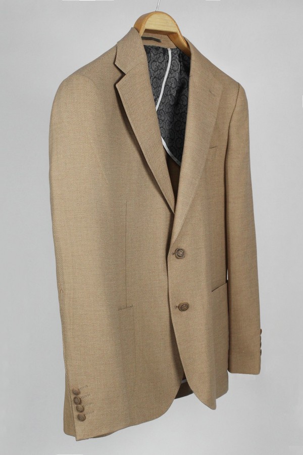 Man’s camel blazer with textured weave mixed wool