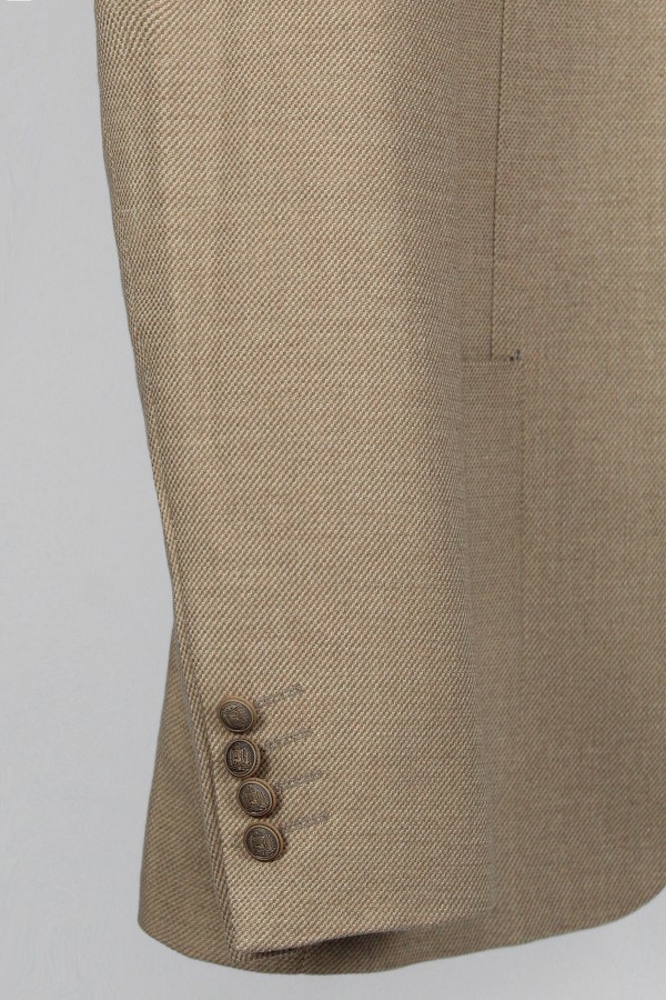 Man’s camel blazer with textured weave 