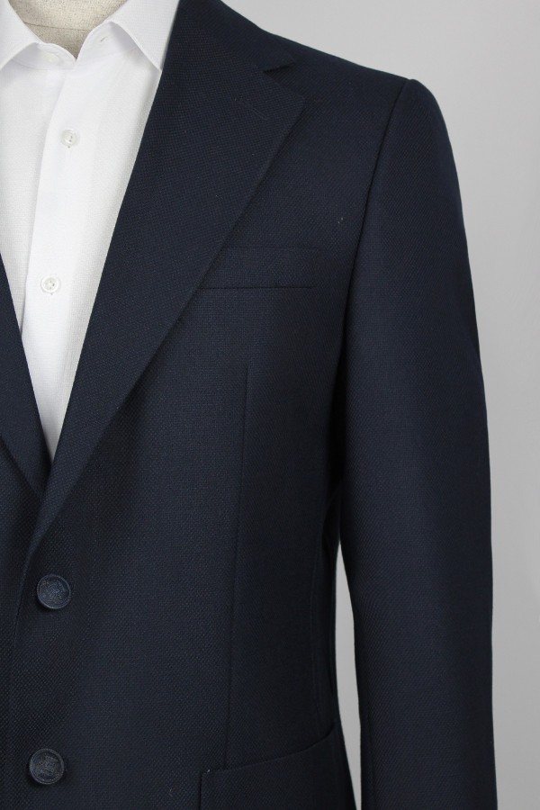  Man’s dark blue Blazer with detailed pockets mixed wool