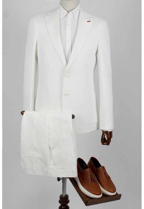 Ανδρικό λευκό λινό κοστούμι