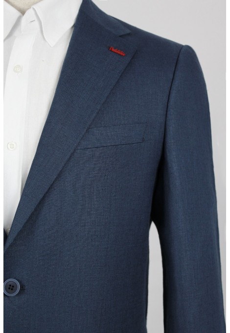 Man's blue linen suit