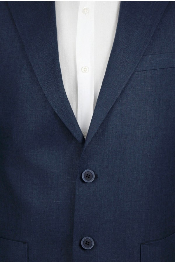 Man's blue linen suit