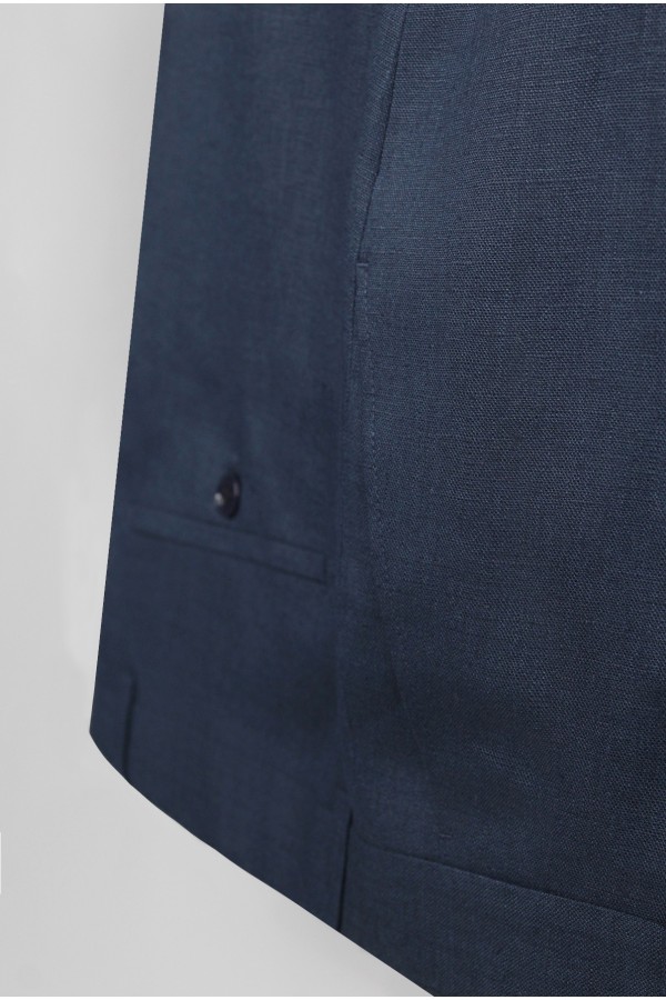 Man's blue linen suit