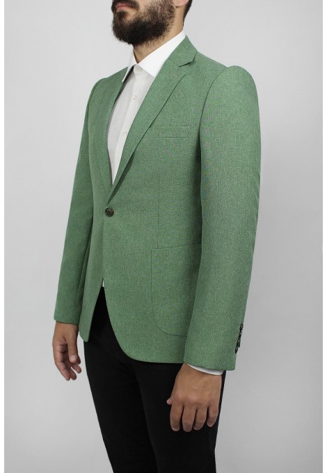Man’s green blazer with detailed pockets mixed wool