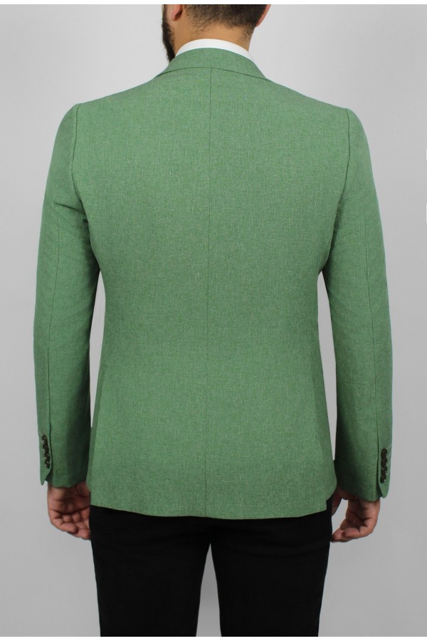 Man’s green blazer with detailed pockets mixed wool