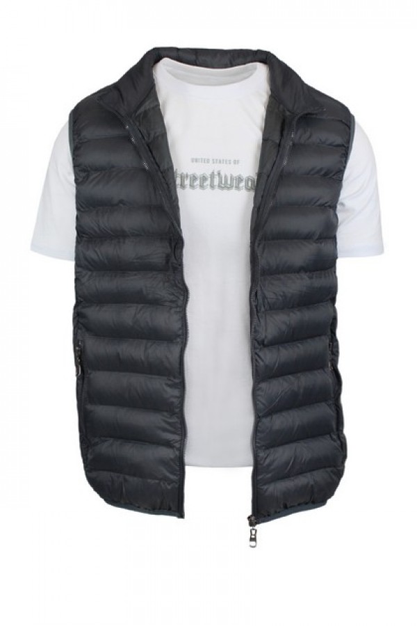 Man's anthracite grey sleeveless jacket