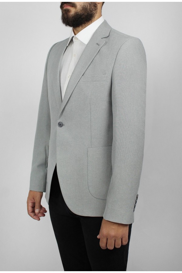 Man’s light grey blazer with detailed pockets 