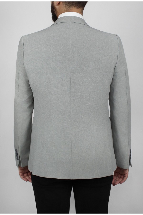 Man’s light grey blazer with detailed pockets 