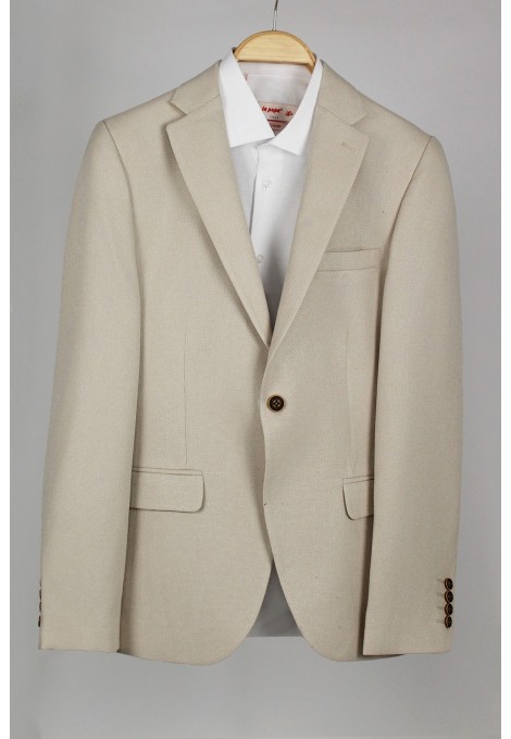  Man’s beige blazer with textured weave mixed wool