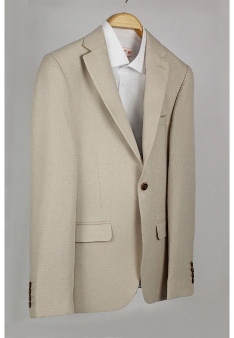  Man’s beige blazer with textured weave mixed wool