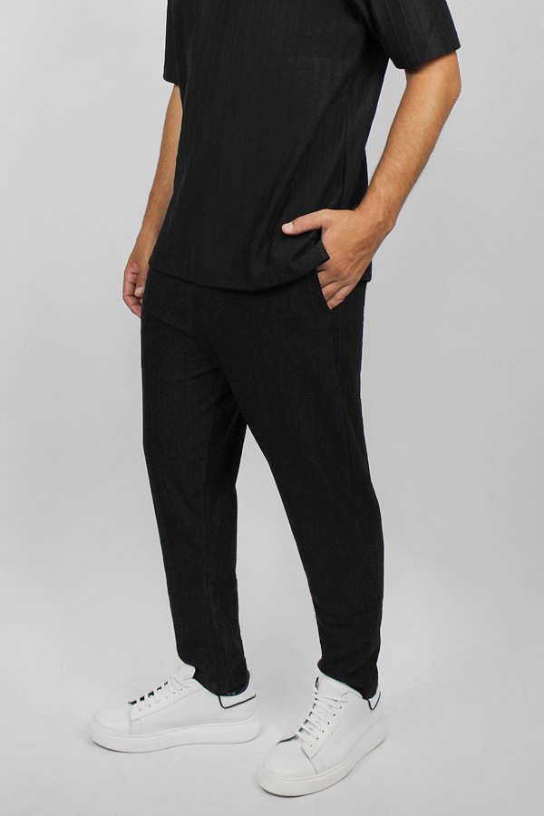 Man’s black  trousers with elastic waist