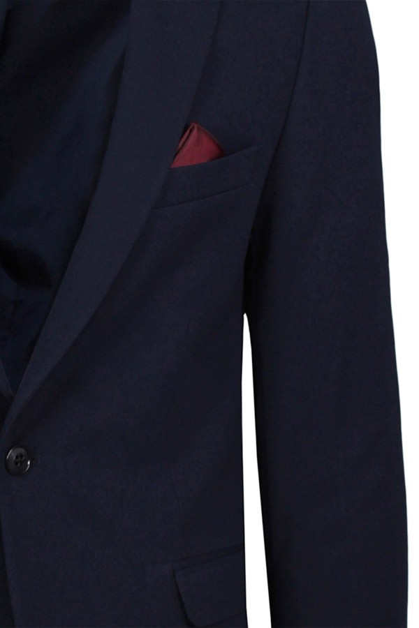 Man’s blue blazer with textured weave mixed wool