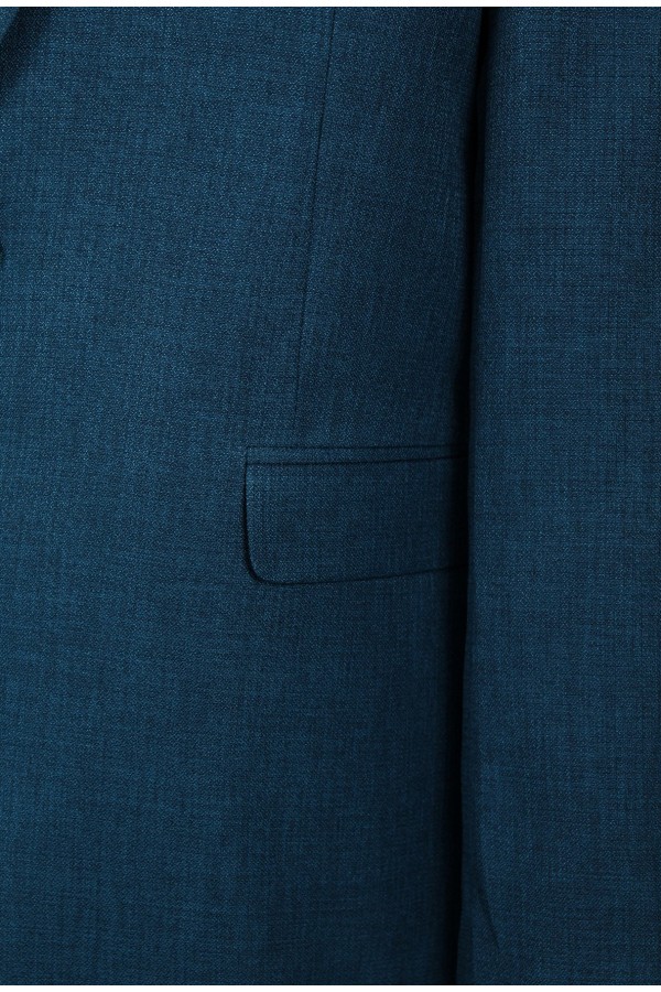  Man’s petrol blazer with textured weave mixed wool