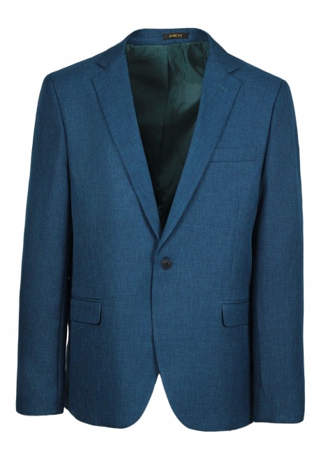  Man’s petrol blazer with textured weave mixed wool