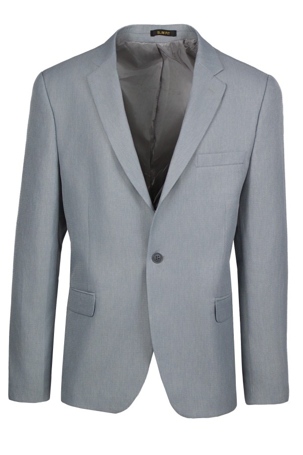  Man’s light grey blazer with textured weave mixed wool