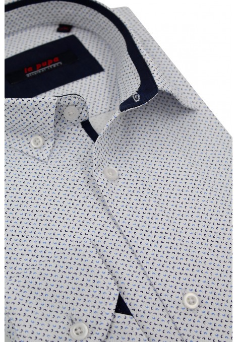  Ανδρικό λευκό βαμβακερό πουκάμισο σχεδιαστικό 