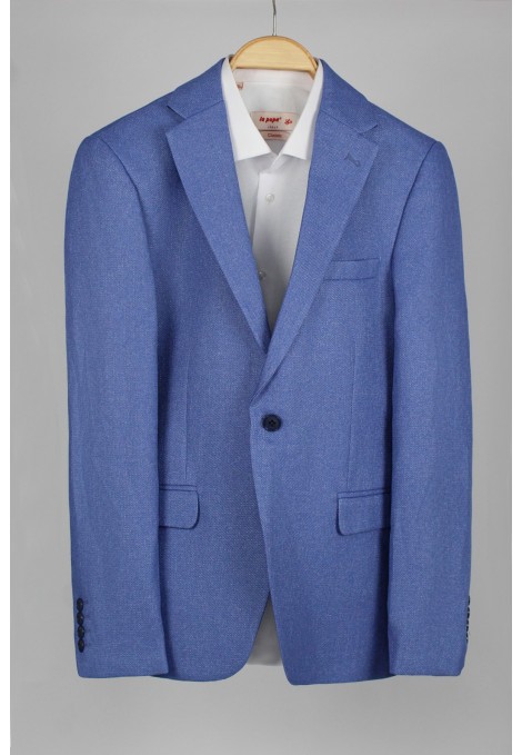  Ανδρικό γαλάζιο σακάκι με σχέδιο ύφανσης mixed wool