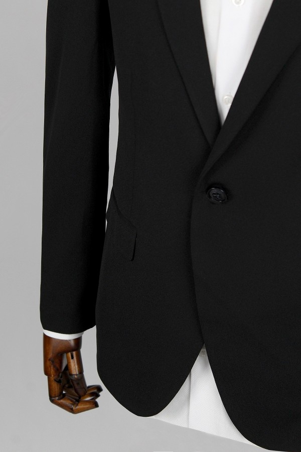 Man’s black blazer with textured weave 