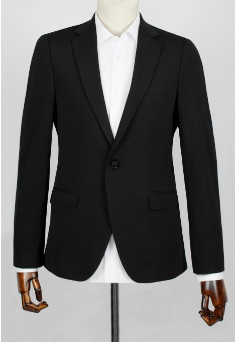 Man’s black blazer with textured weave mixed wool