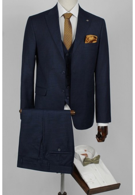 Man's dark blue suit  mixed wool 