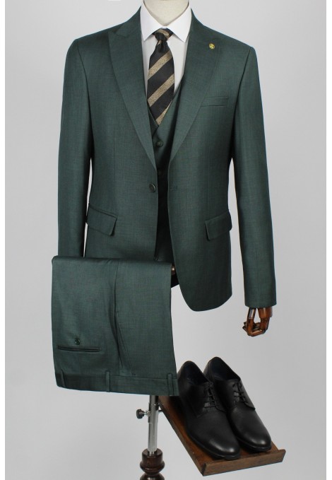  Ανδρικό πράσινο κοστούμι  mixed wool