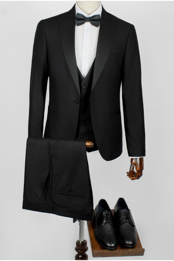 Man's black suit mixed wool