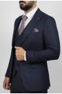 Man's  dark blue suit with texture weave mixed wool