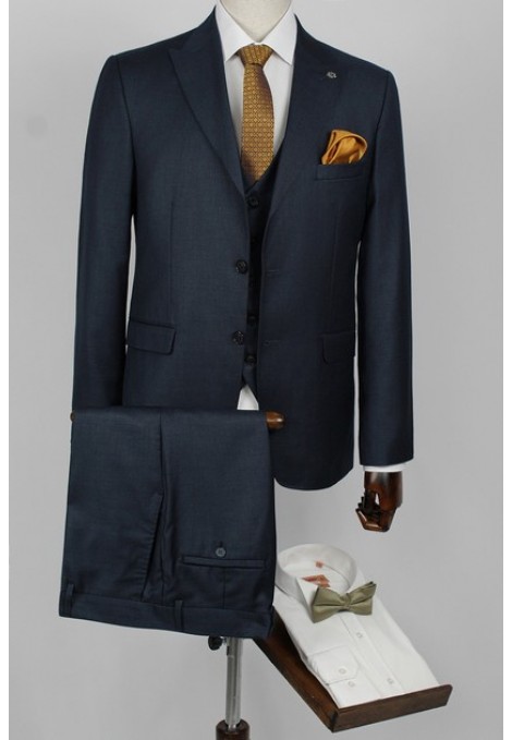 Man's dark blue suit  mixed wool 