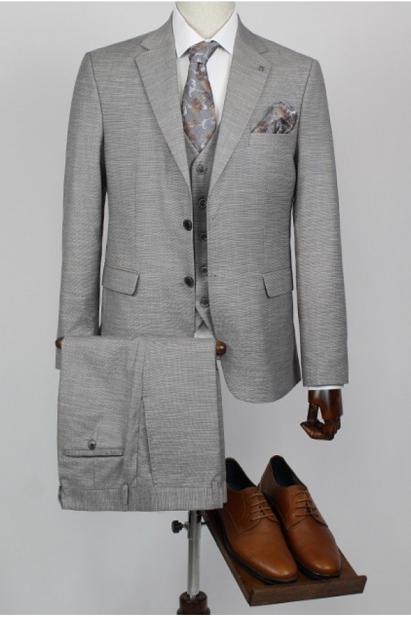 Man's dark beige suit  mixed wool 