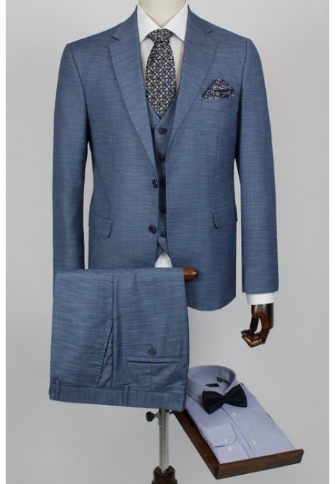 Man's blue suit  mixed wool 