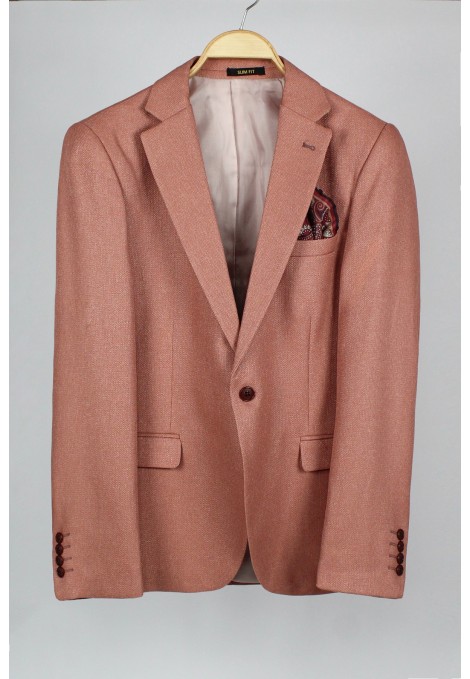Man’s saumon blazer with textured weave mixed wool